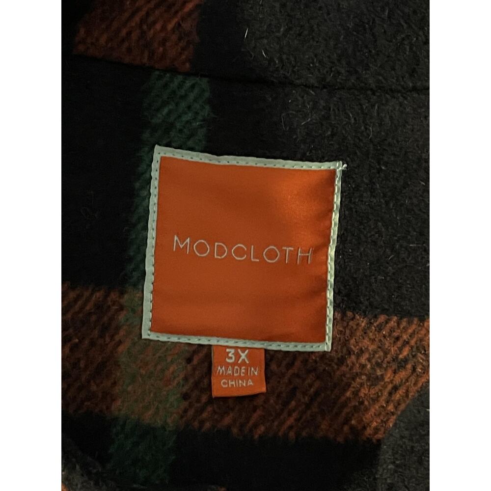 ModCloth Cape Womens 3X Blue Plaid Tweed Lined Collared Pockets Button Cape - Picture 5 of 7